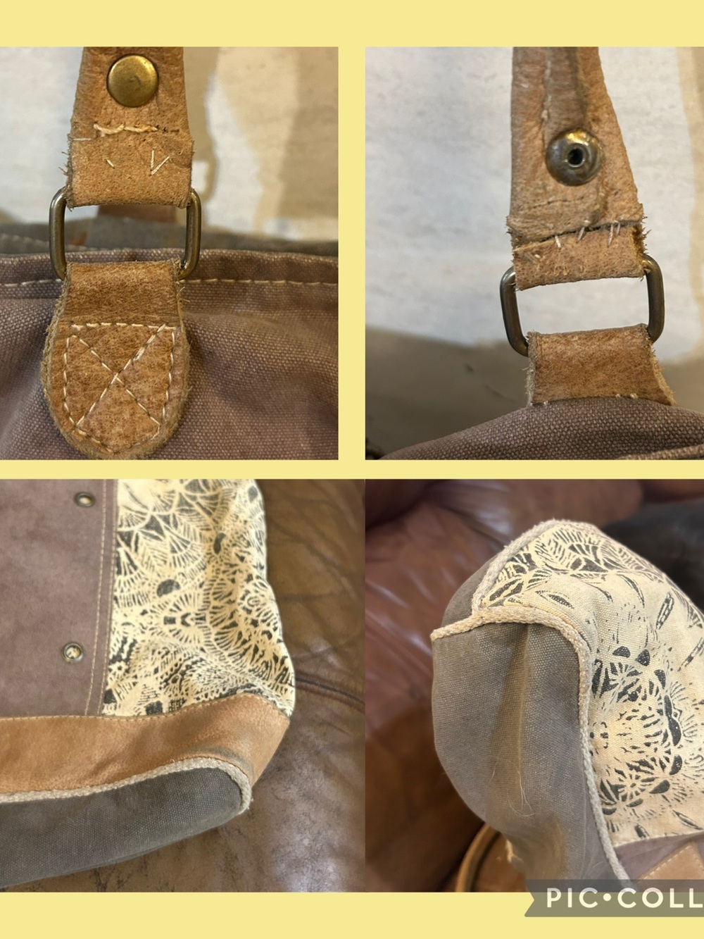 Myra Bag Upcycled Canvas and Leather Tote Bag - Picture 15 of 15